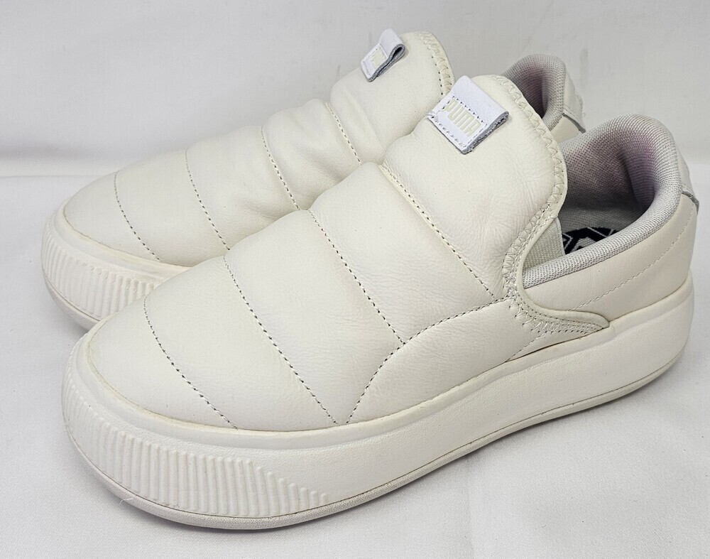 PUMA Suede Mayu Slip On Womens Off White Sneakers Puffer Casual Shoes Size 7.5